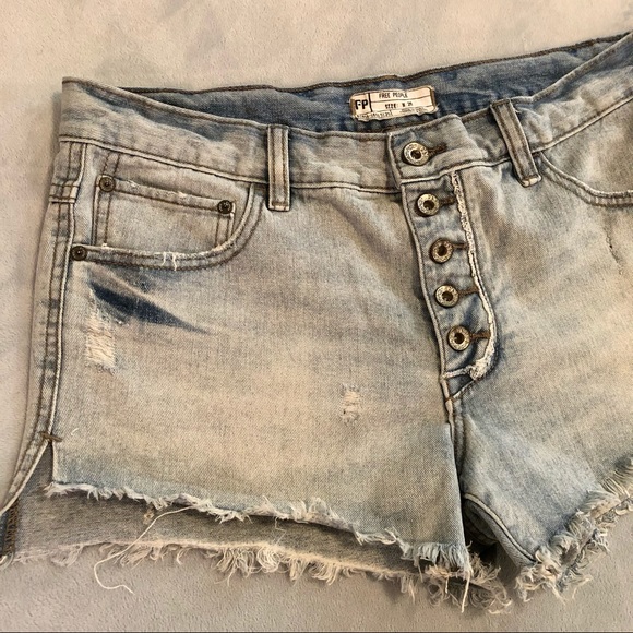 ✅SOLD![Free People] Button Fly Cutoff Denim Shorts - Picture 3 of 15